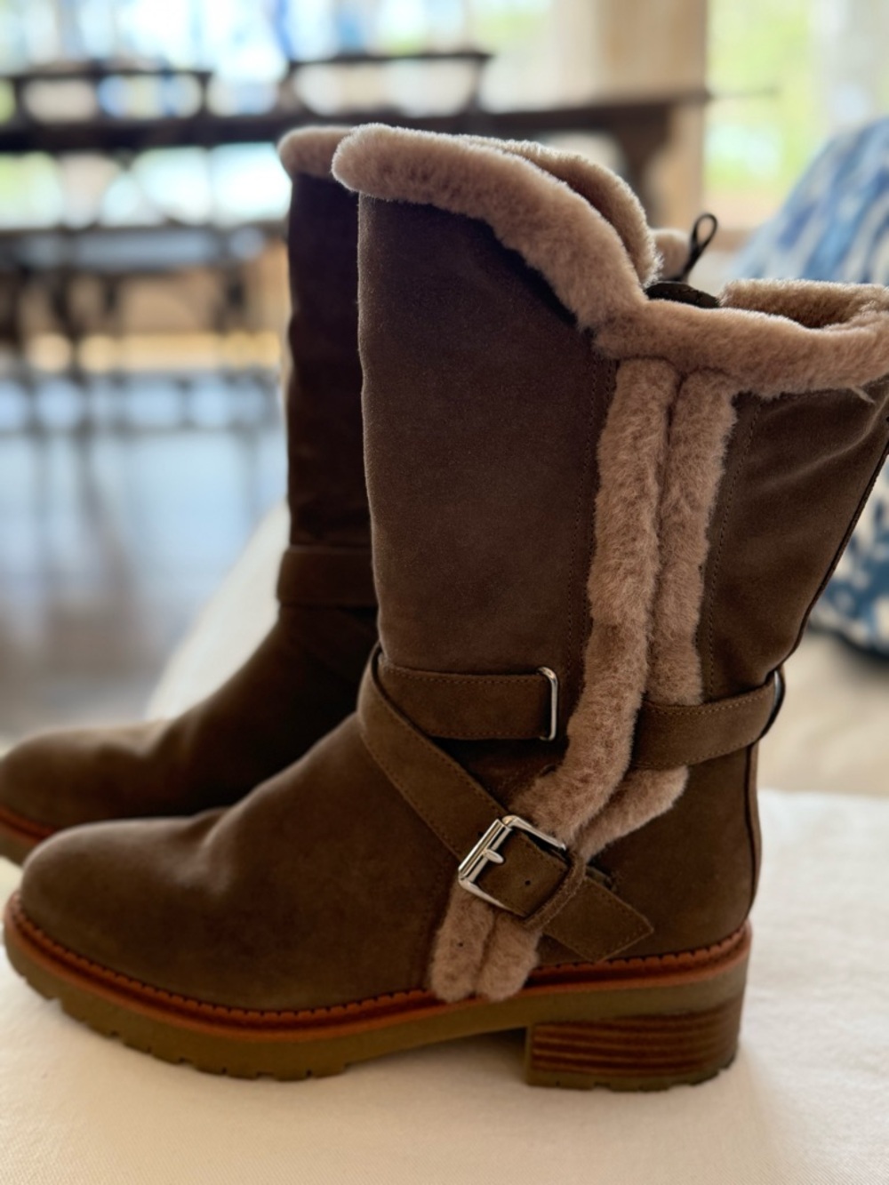 Sam Edelman Women's Brown Shearling-Lined Suede Boots